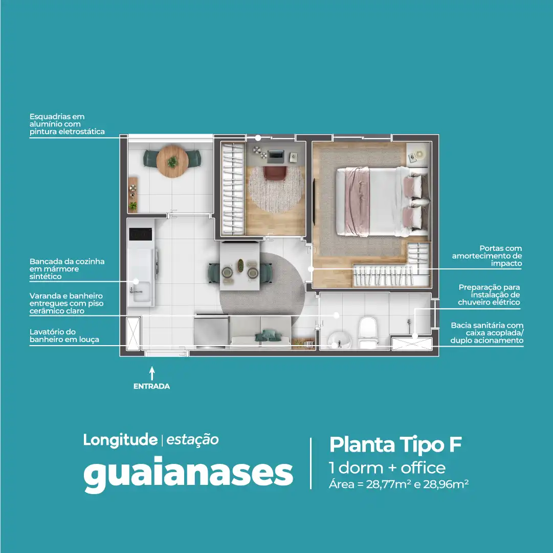 Planta 2 Dormitórios - Opção 1